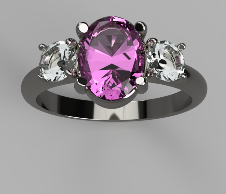 Oval Pink Tourmaline & Diamond Ring – Made to Order