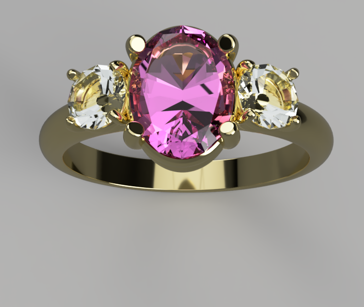Oval Pink Tourmaline & Diamond Ring – Made to Order